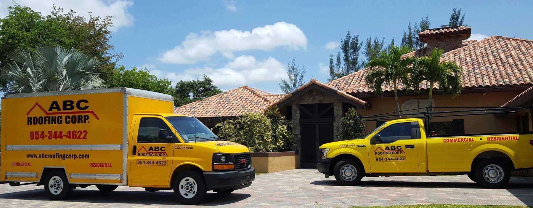 ABC Roofing contractors completing a project in Coral Springs